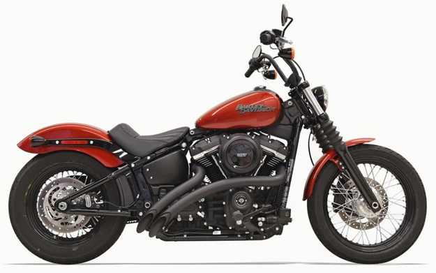 Picture of Bassani Black Sweeper Radius Pipes for the 2018 Fat Bob, Boy, Breakout, Heritage, Street Bob, Slim